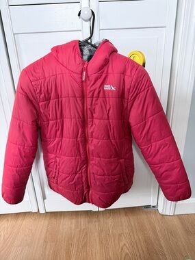 Eddie Bauer Boys Red Quilted Hooded Puffer Jacket